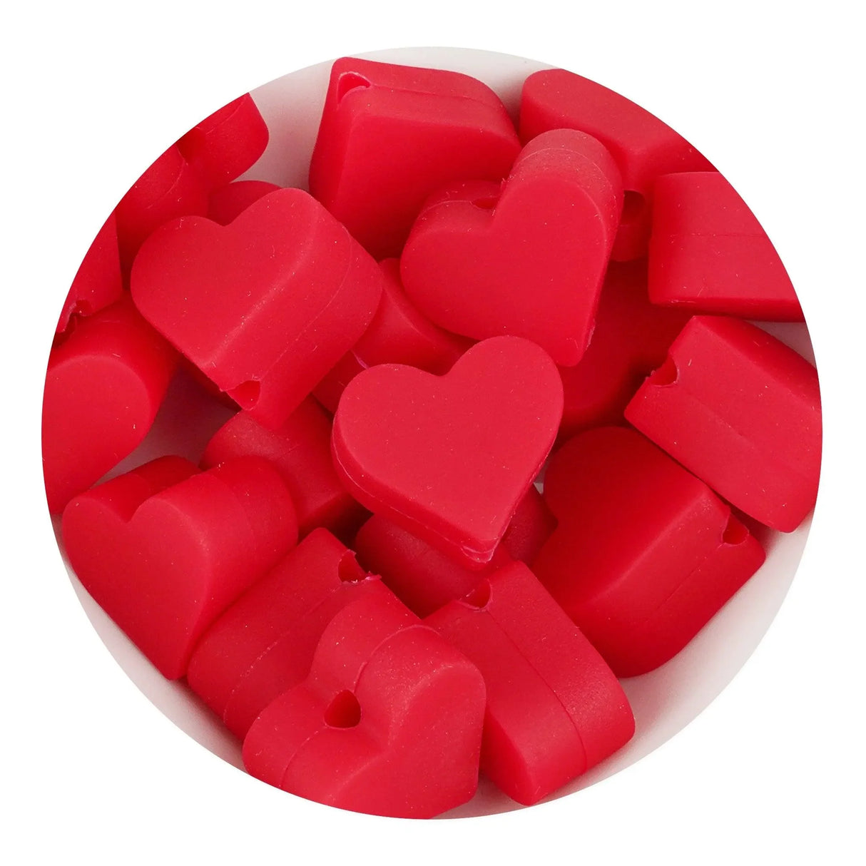 Silicone Focal Bead Heart - Red (5 Beads)
