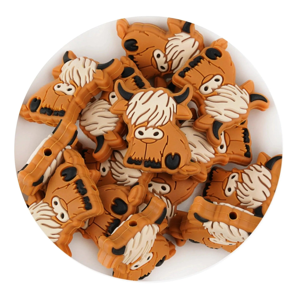 Silicone Focal Bead Highland Cow - Brown (5 Beads)
