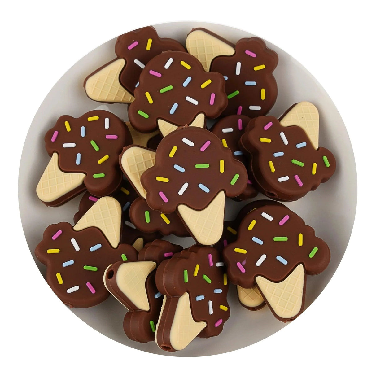 Silicone Focal Bead Ice Cream - Chocolate (5 Beads)