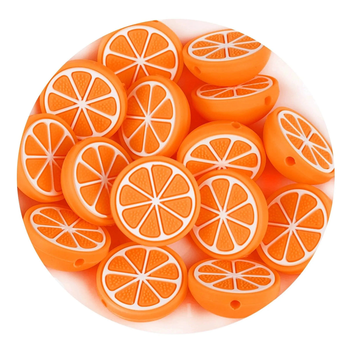 Silicone Focal Bead Lemon - Orange (5 Beads)