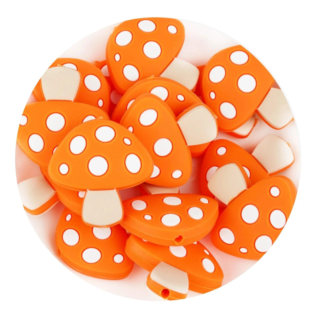 Silicone Focal Bead Mushroom - Orange (5 Beads)