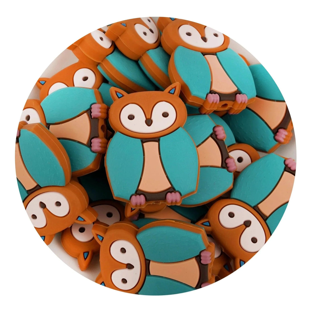 Silicone Focal Bead Owl - Amber (5 Beads)