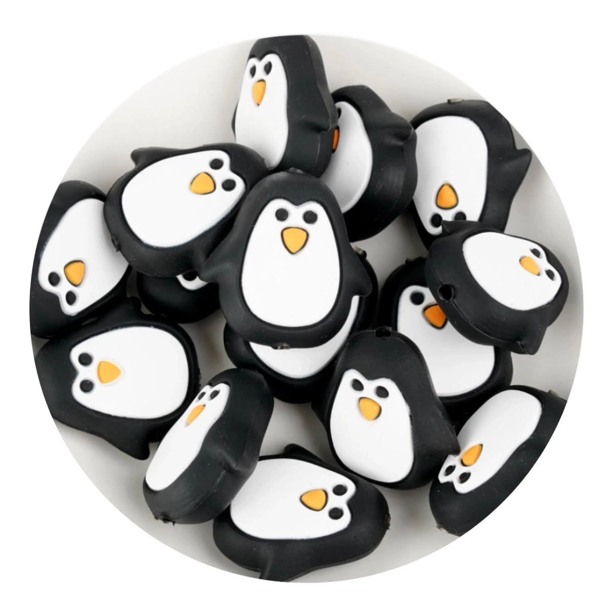 Silicone Focal Bead Penguin - Black (5 Beads)