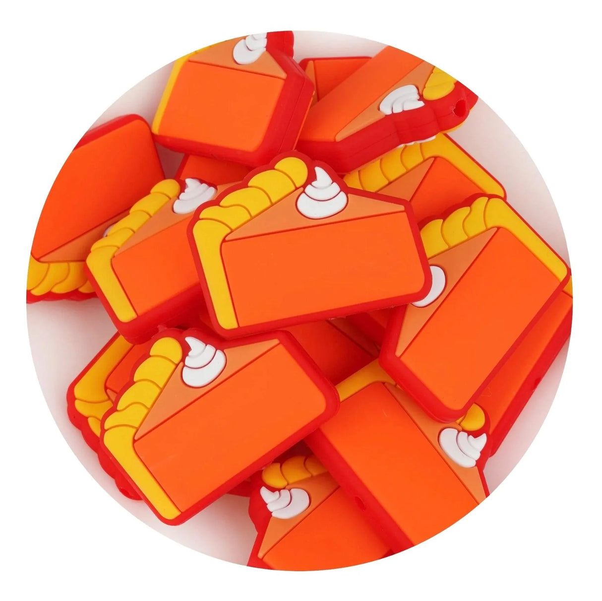 Silicone Focal Bead Pie - Orange (5 Beads)