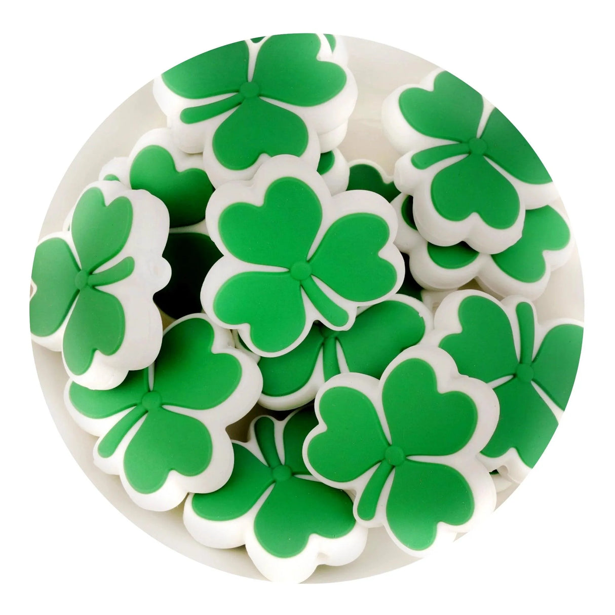 Silicone Focal Bead Shamrock - Green (5 Beads)