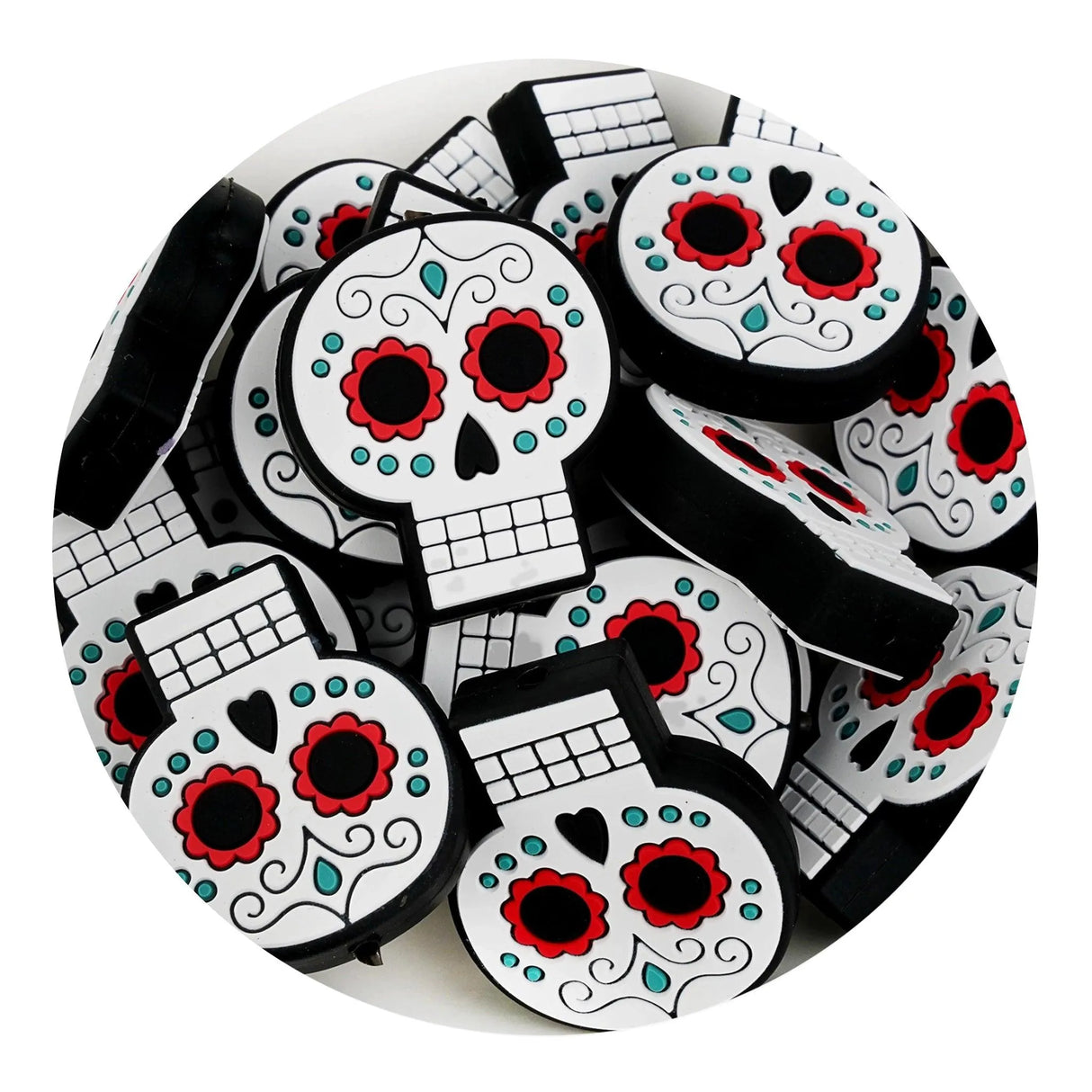 Silicone Focal Bead Skull - White (5 Beads)