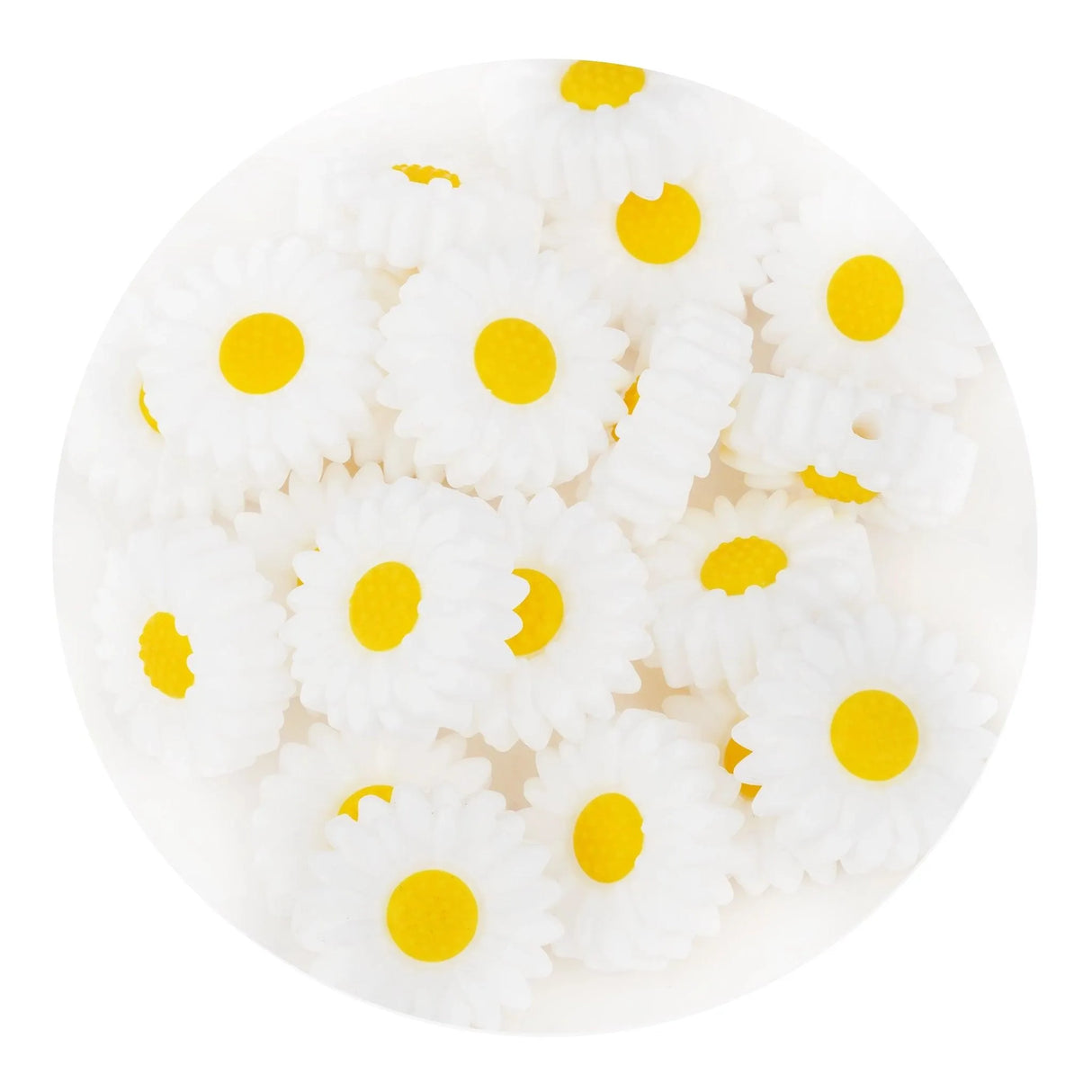 Silicone Focal Bead Sunflower - White (5 Beads)
