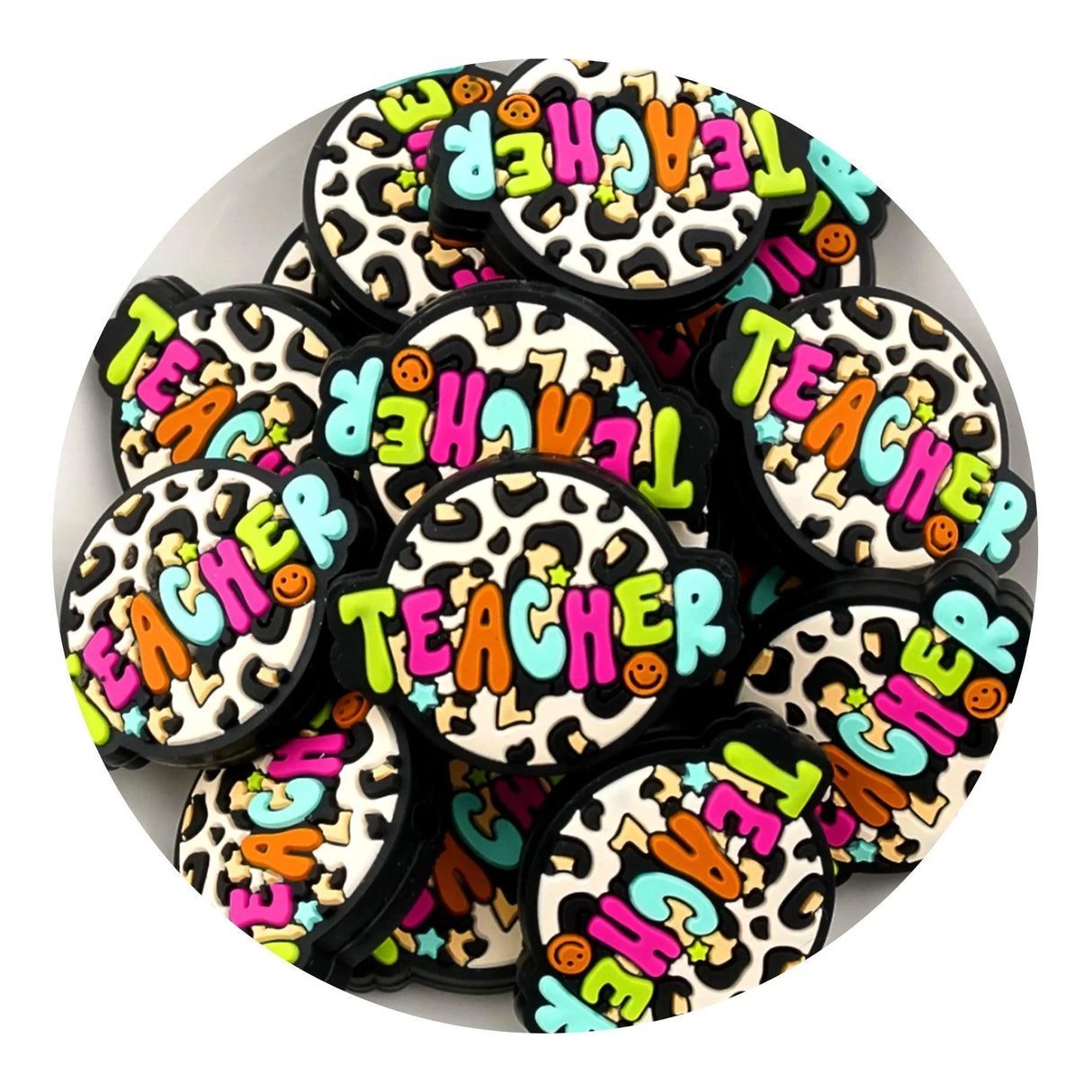 Silicone Focal Bead - Teacher Circle (5 Beads)