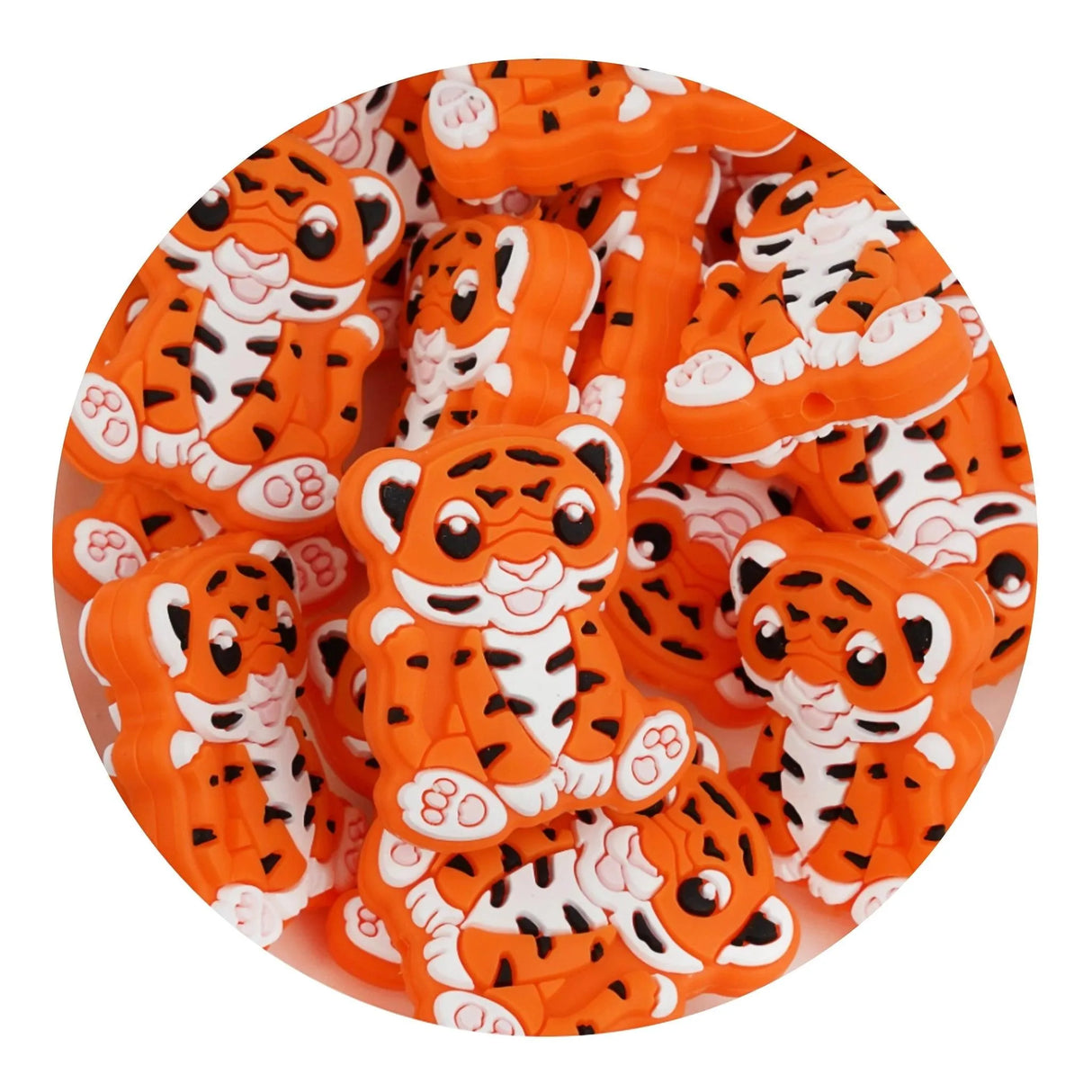Silicone Focal Bead Tiger - Orange (5 Beads)