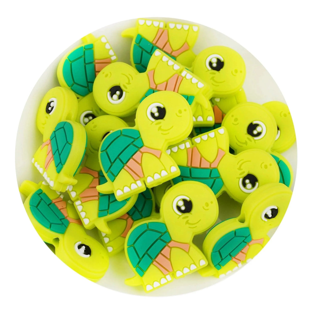 Silicone Focal Bead Turtle - Chartreuse (5 Beads)