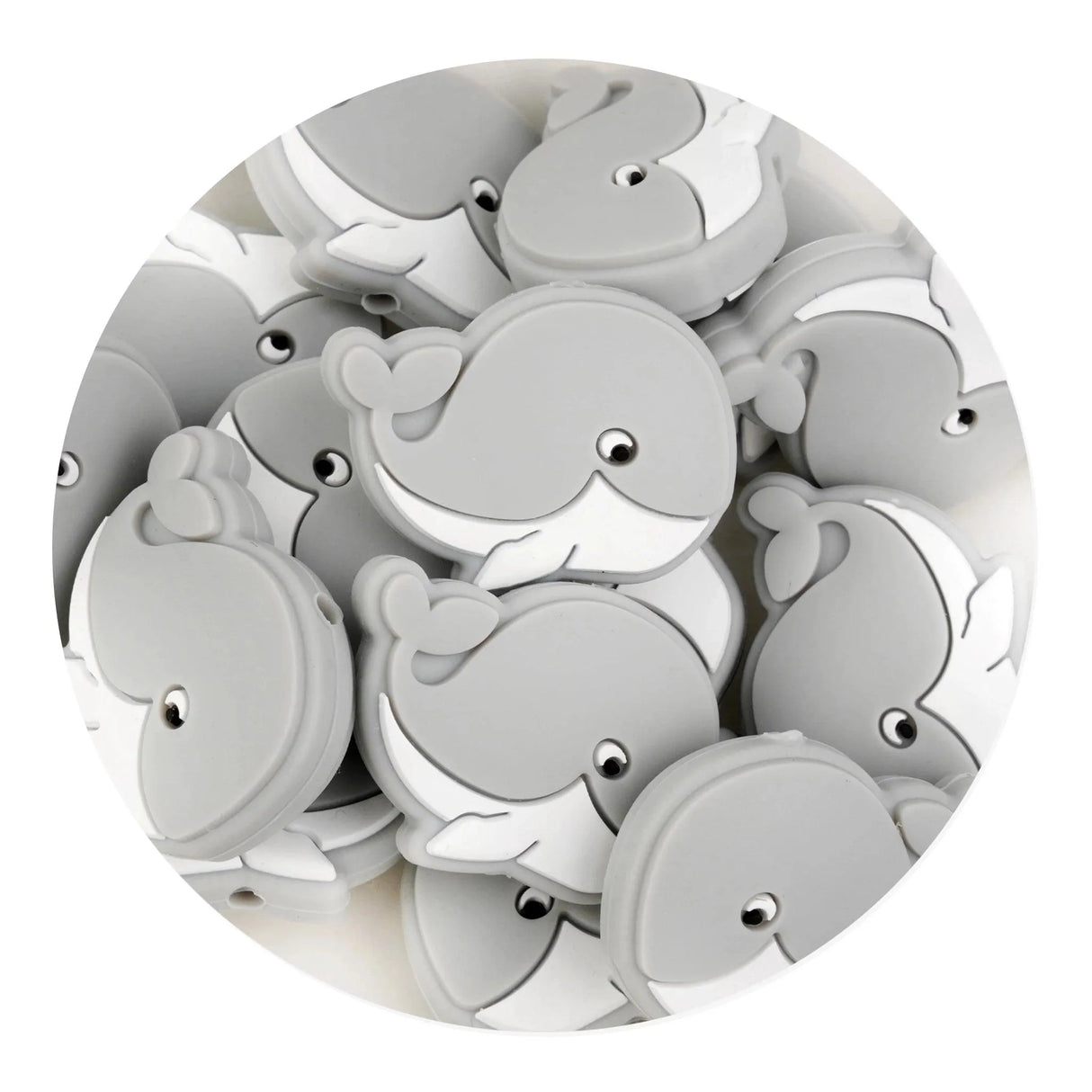 Silicone Focal Bead Whale - Light Gray (5 Beads)