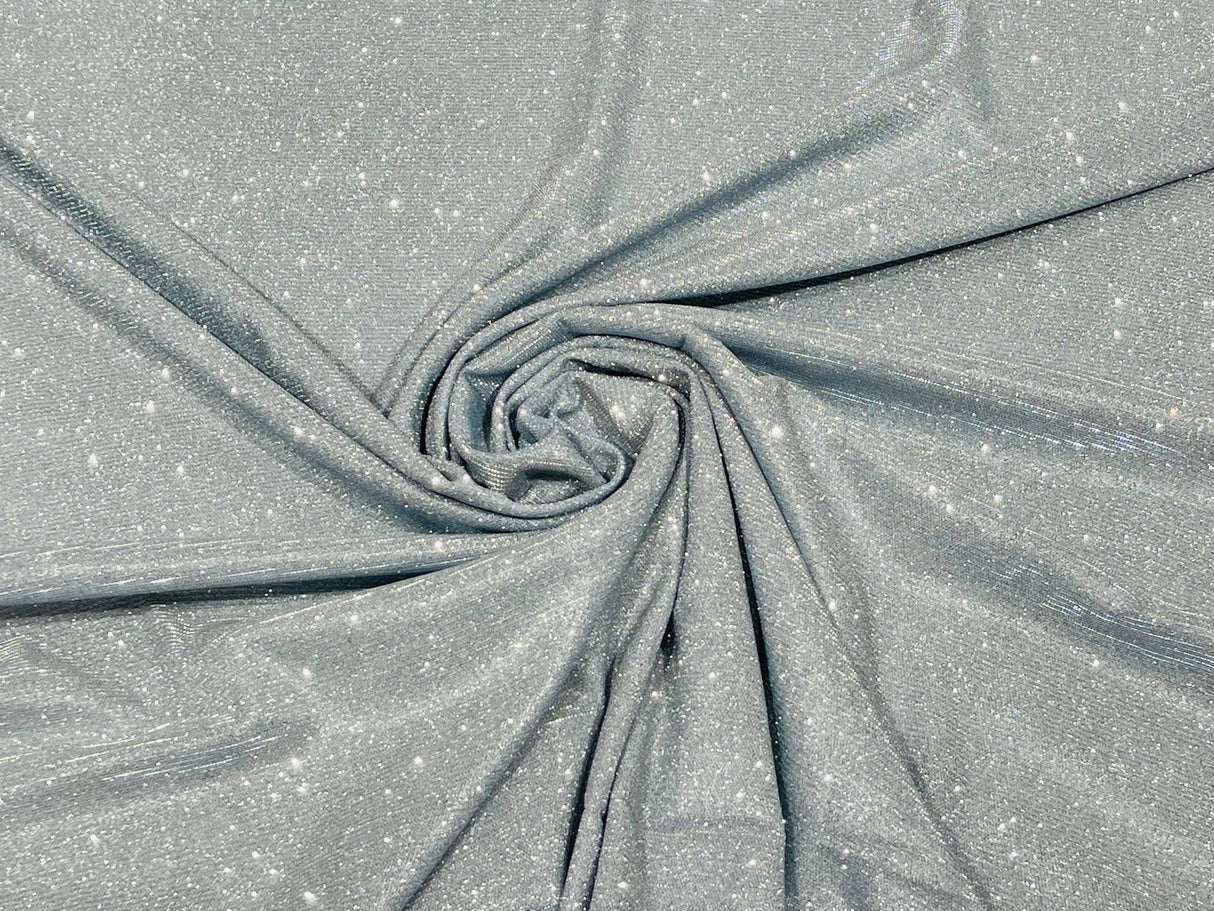 Silver Moon Shadow Shimmer Glitter Fabric - Silver, Full Glitter Covered, 58/60" Width (1 Yard)