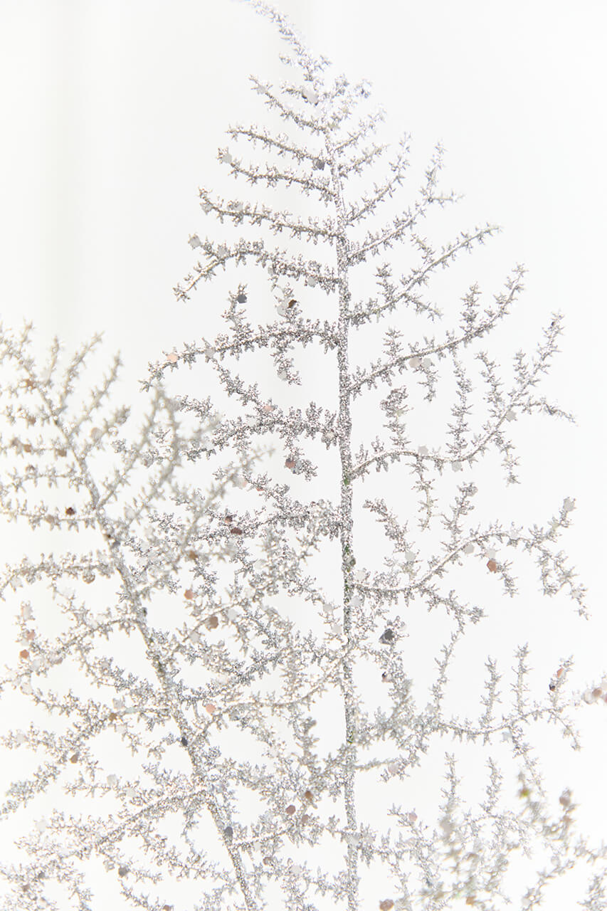 35" Silver Glitter Fern Spray