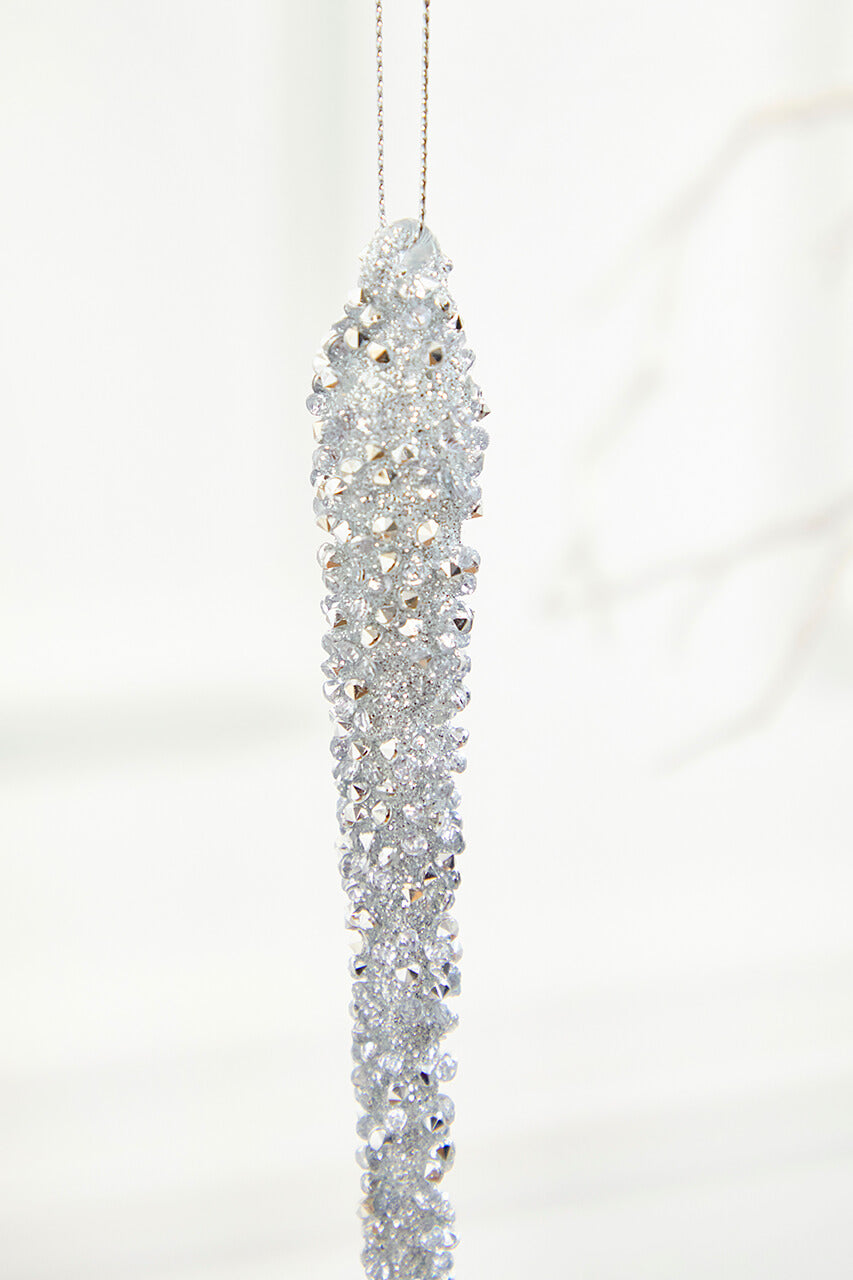 10" Silver Icicle Glass Ornament