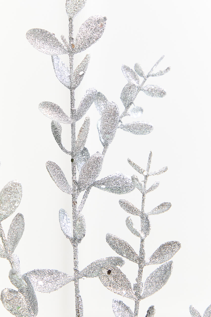 30" Silver Glitter Eucalyptus Spray