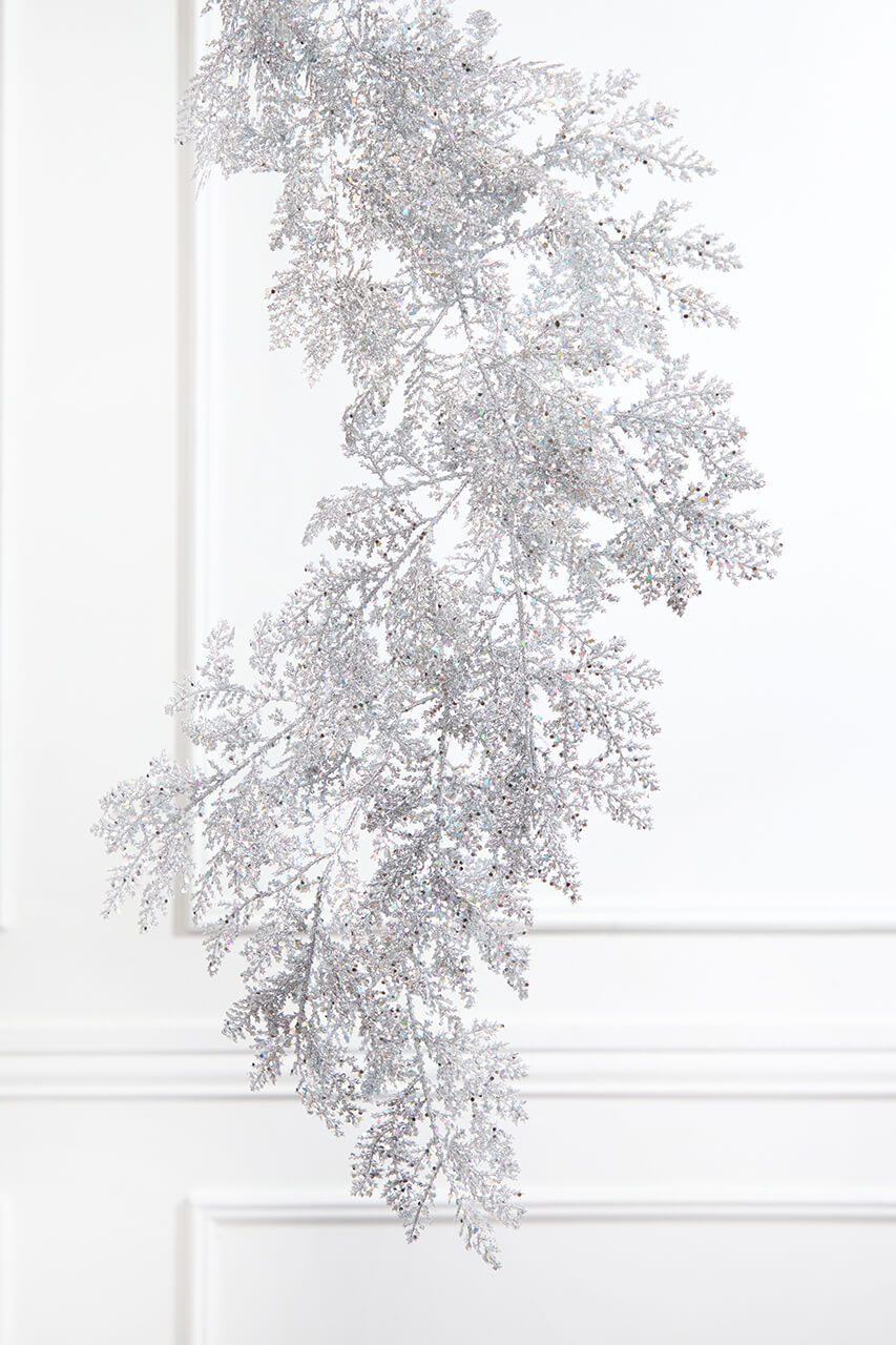 6' Silver Bling Bling Cedar Garland