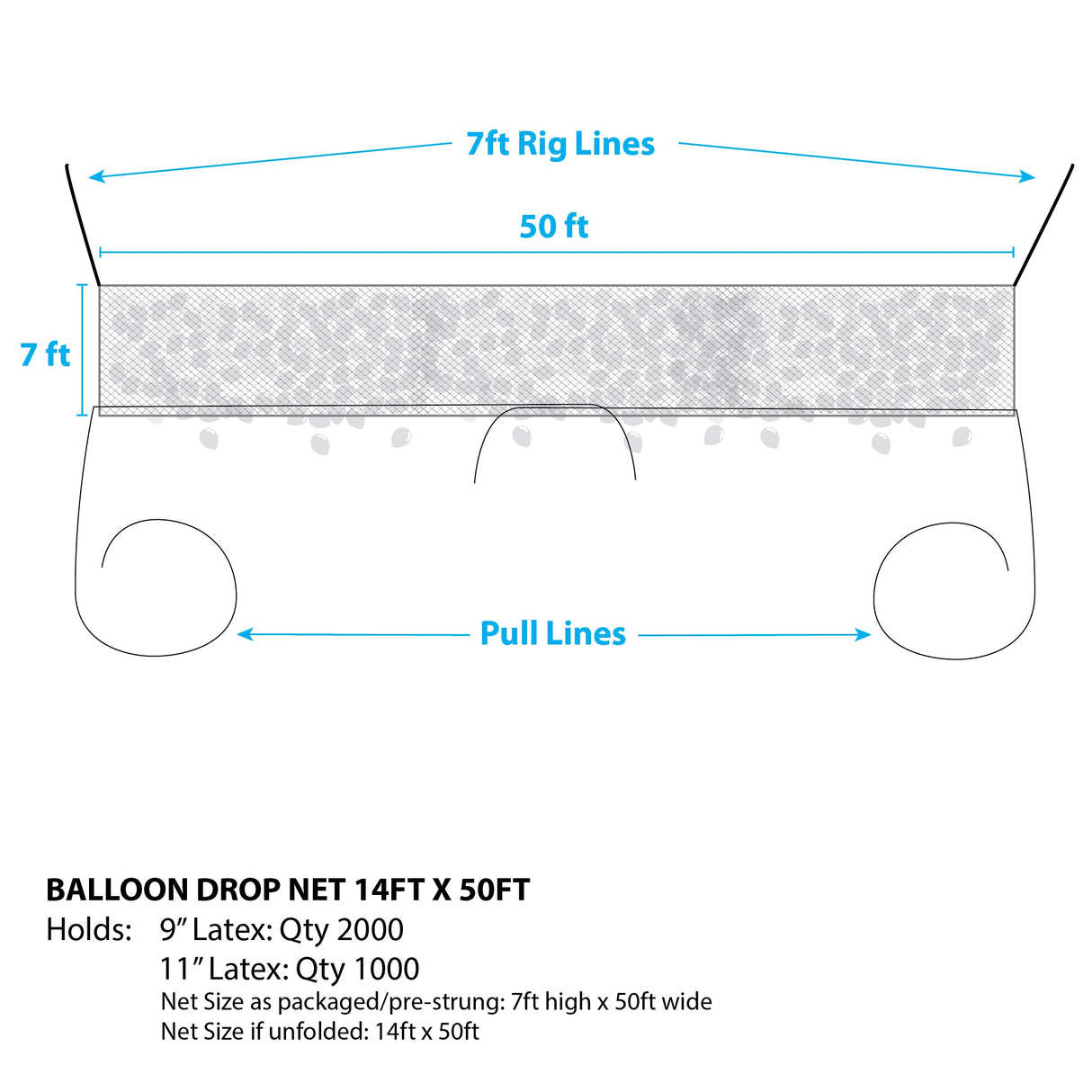 Balloon Drop Net Pre-Strung 50ft x 7ft