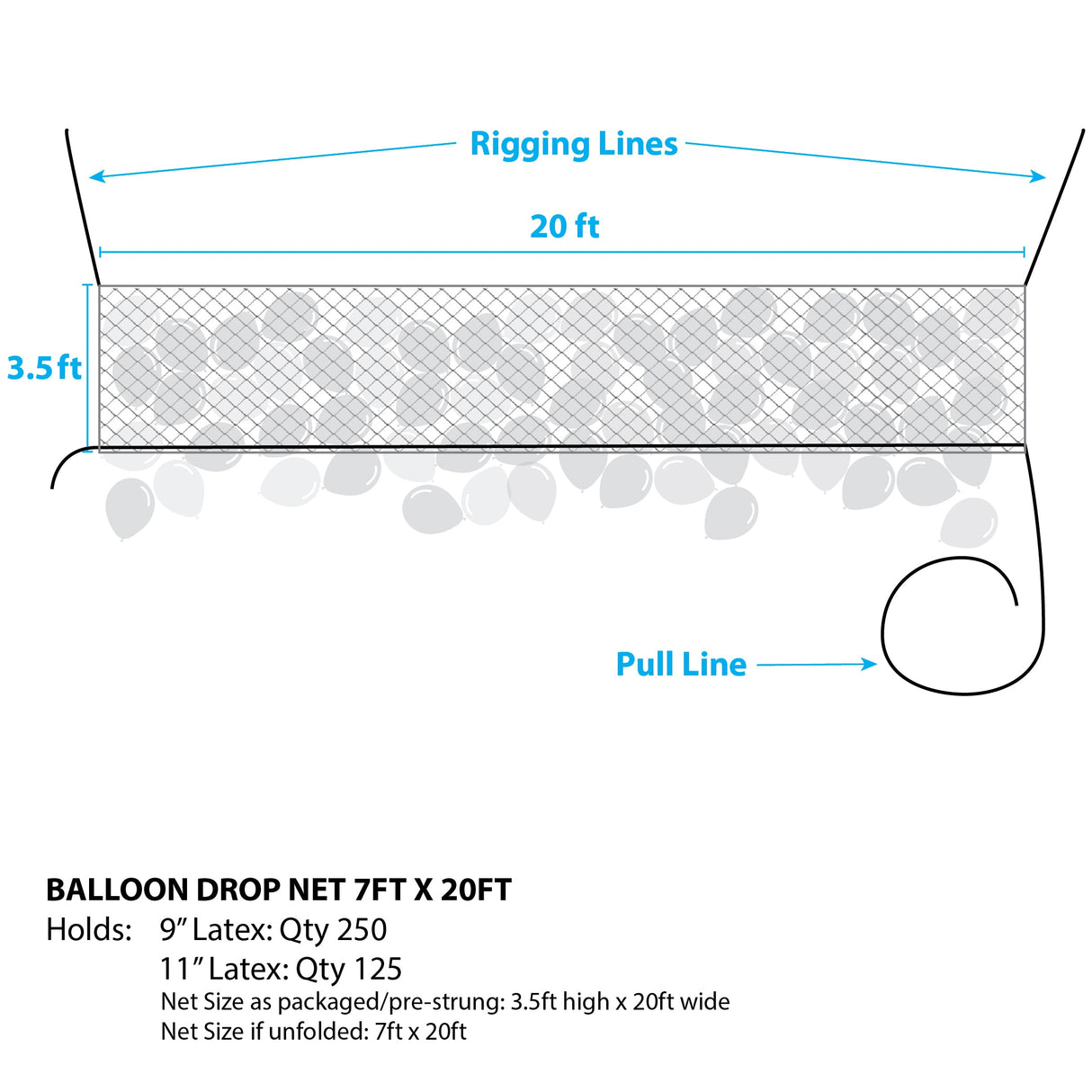 Balloon Drop Net Pre-Strung 20ft x 3.5ft