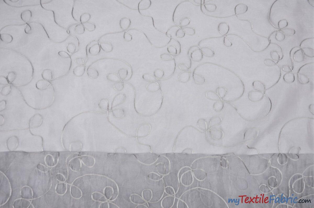 Fantasia Sheer Organza Embroidery Fabric - Embroidered Floral Sheer, 54" Width, Multiple Colors (1 Yard)