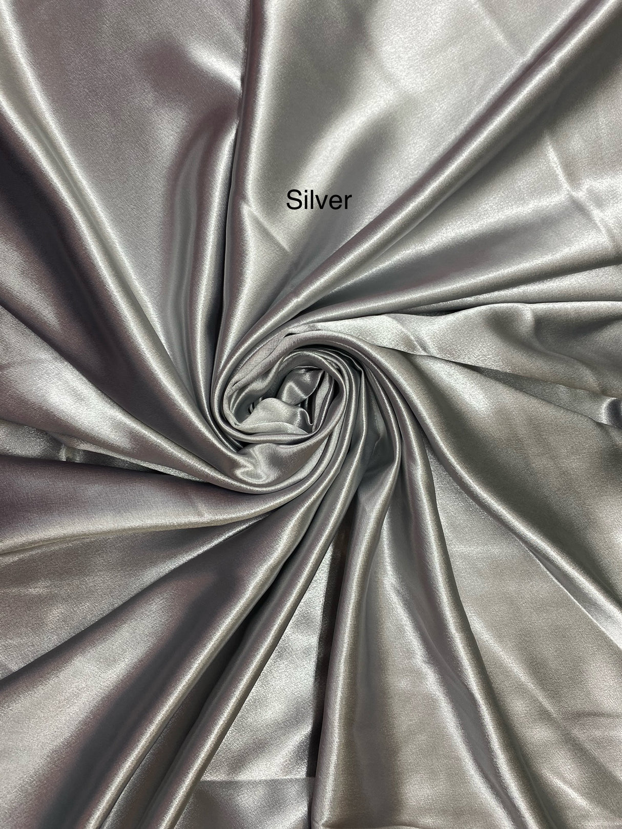 Crepe Satin Polyester Fabric - Silver, Shiny, 58" Width (1 Yard)