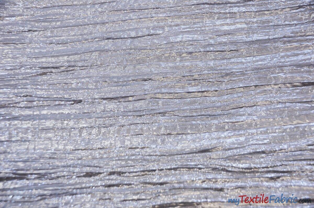Crush Lame Metallic Polyester Fabric - Metallic Crease Crinkled, 52" Width (1 Yard)