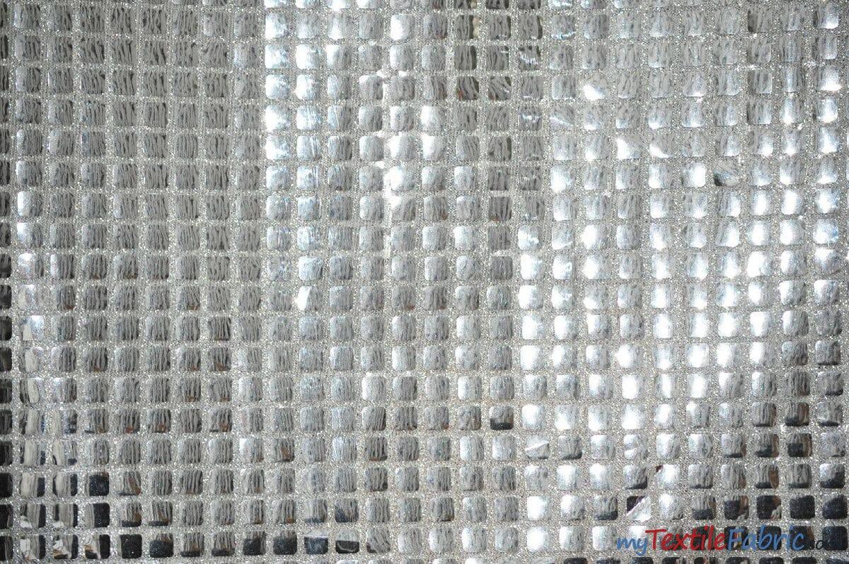 Quad Sequins Polyester Fabric - Square Sequins, Multiple Colors, 45" Wide (1 Yard)
