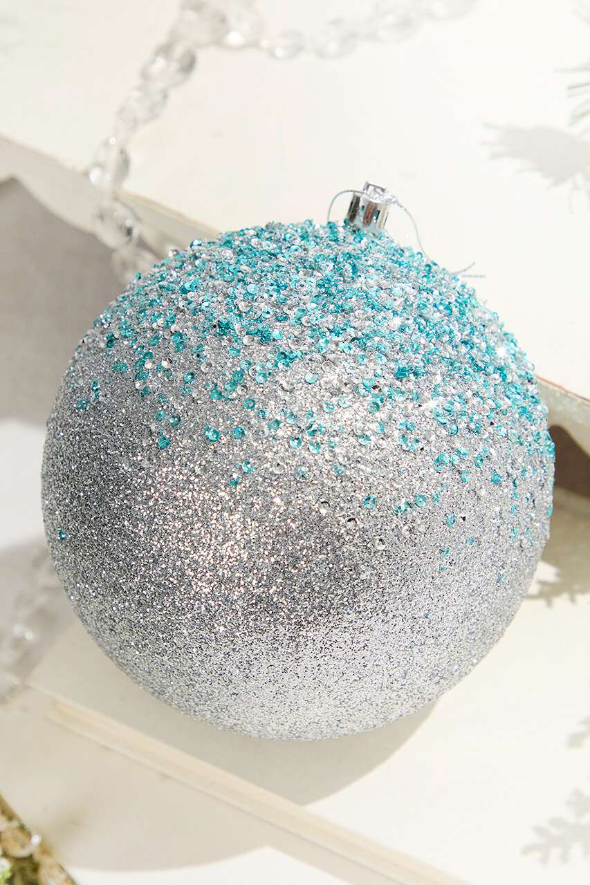 6" Glitter Hanger Ball - Silver