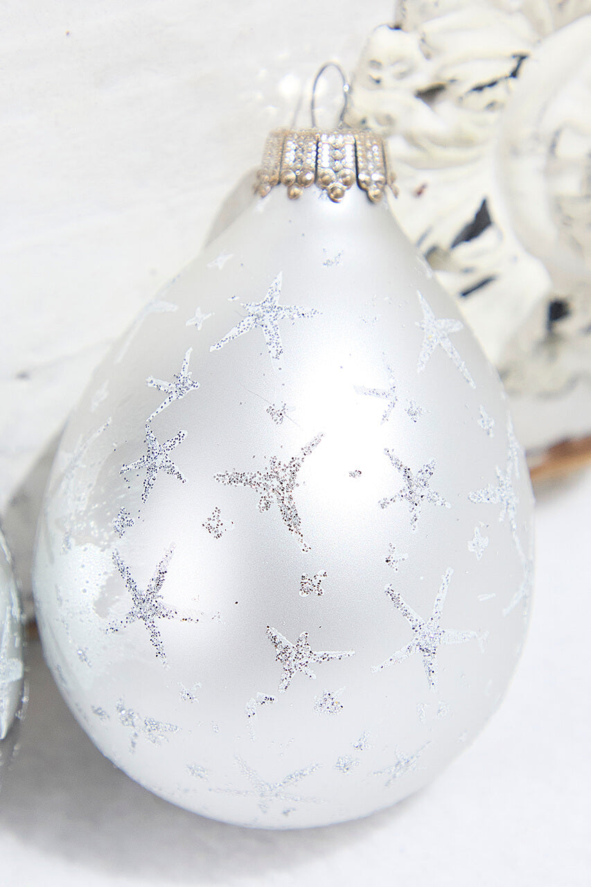 6ct Drop Bright Silver & Silver with Silver Stars