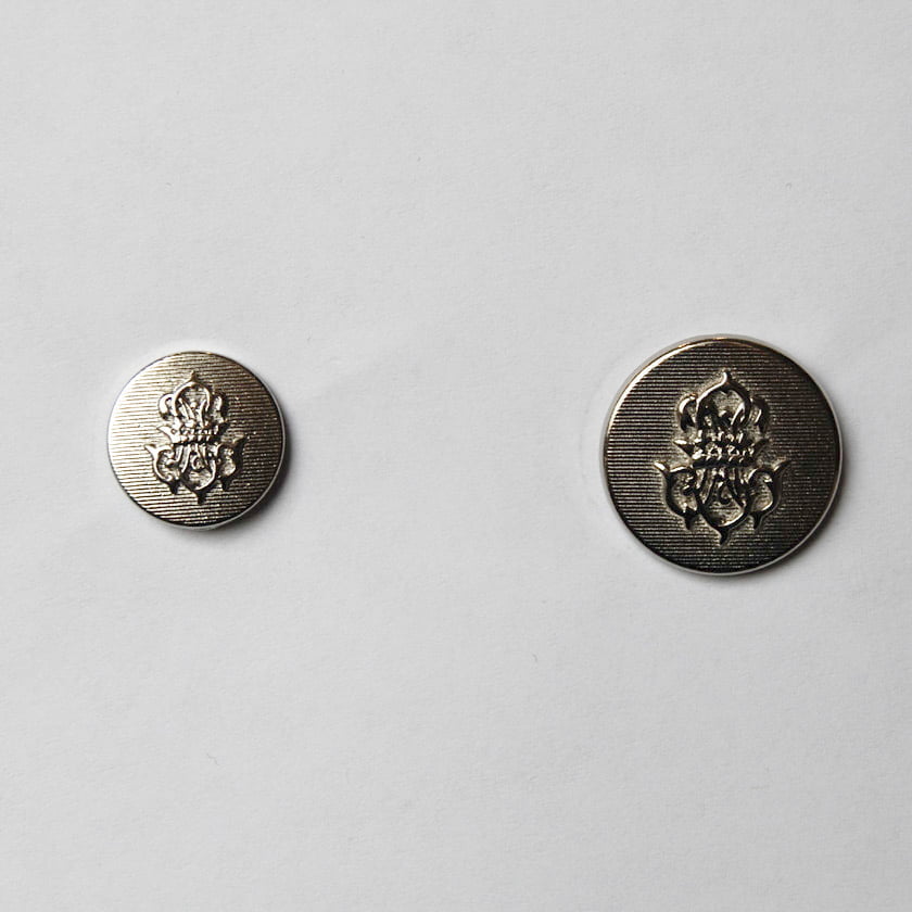 Silver Crown Shield Metal Buttons - Silver Crown Shield Metal Fabric