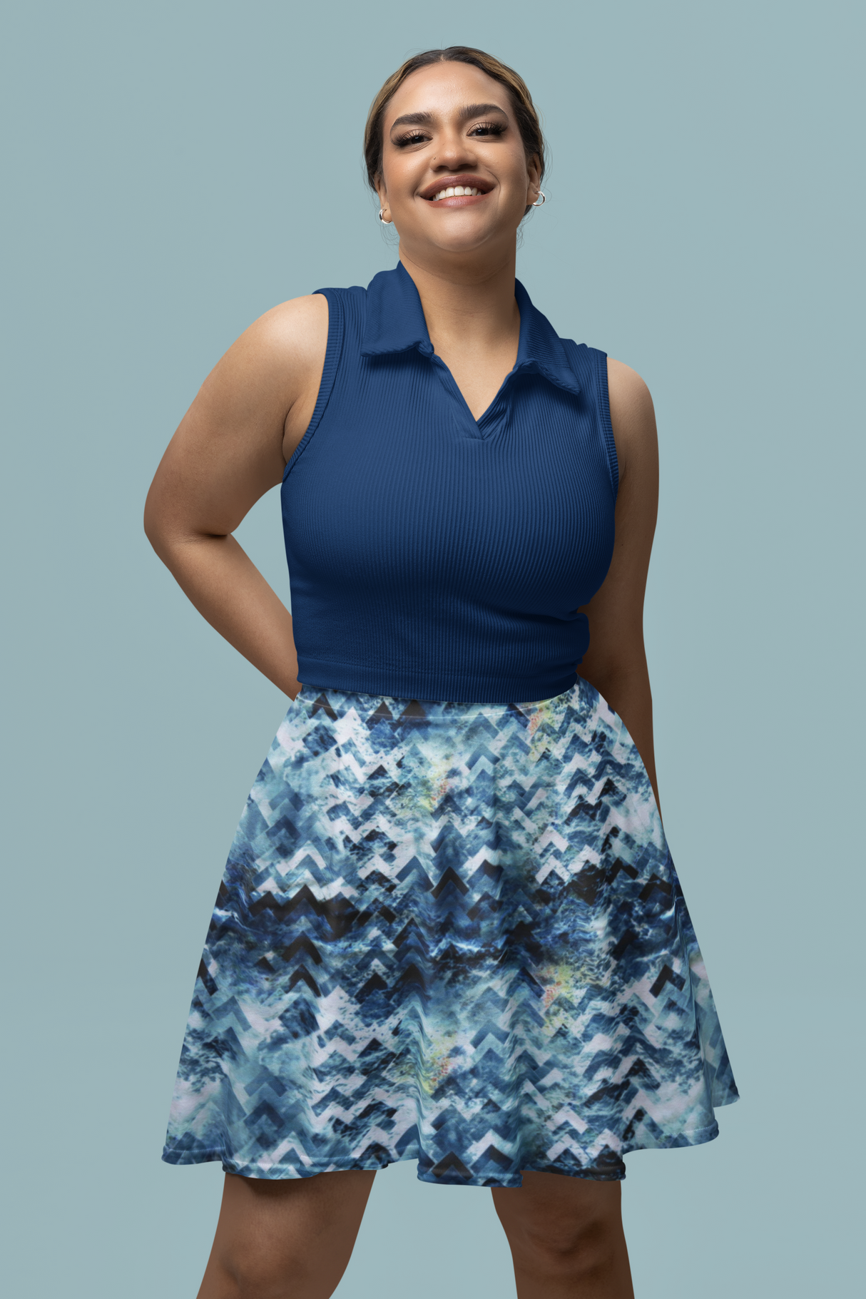 Stretch Woven Boardshort Fabric High Point Abstract Flow Blue