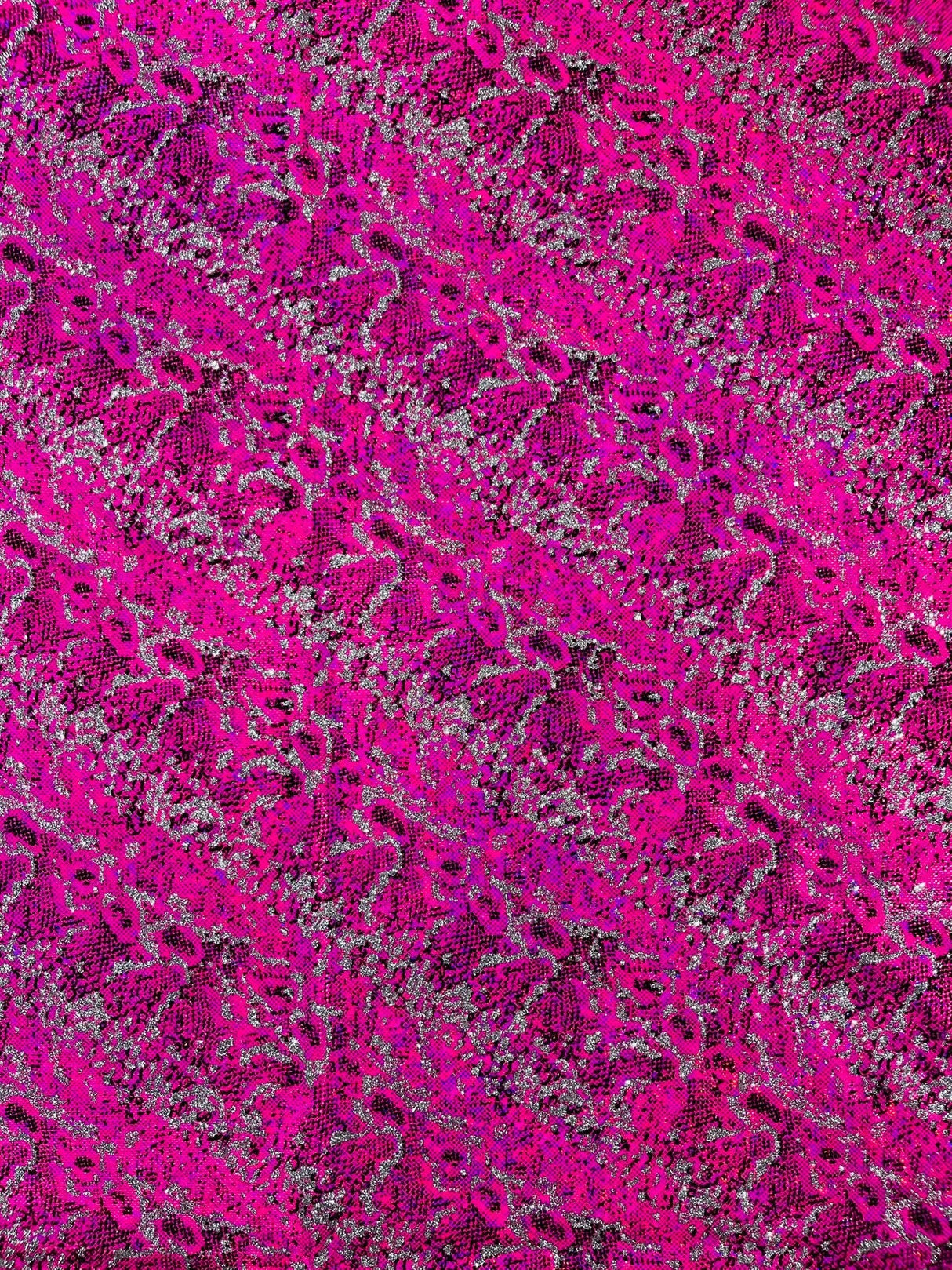 Snake Design Shattered Glass Nylon Spandex Fabric - Snake Design Shattered Glass, 4-Way Stretch, Medium Weight (1 Yard)
