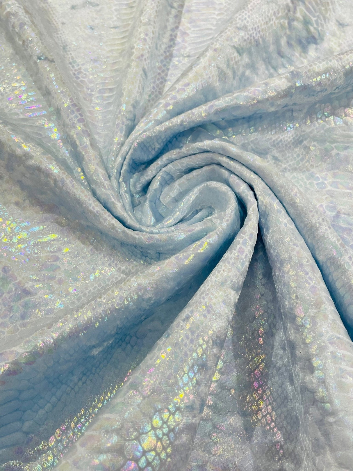 Snake Foil Stretch Velvet Fabric - Iridescent Snake Print, 58" Width (1 Yard)