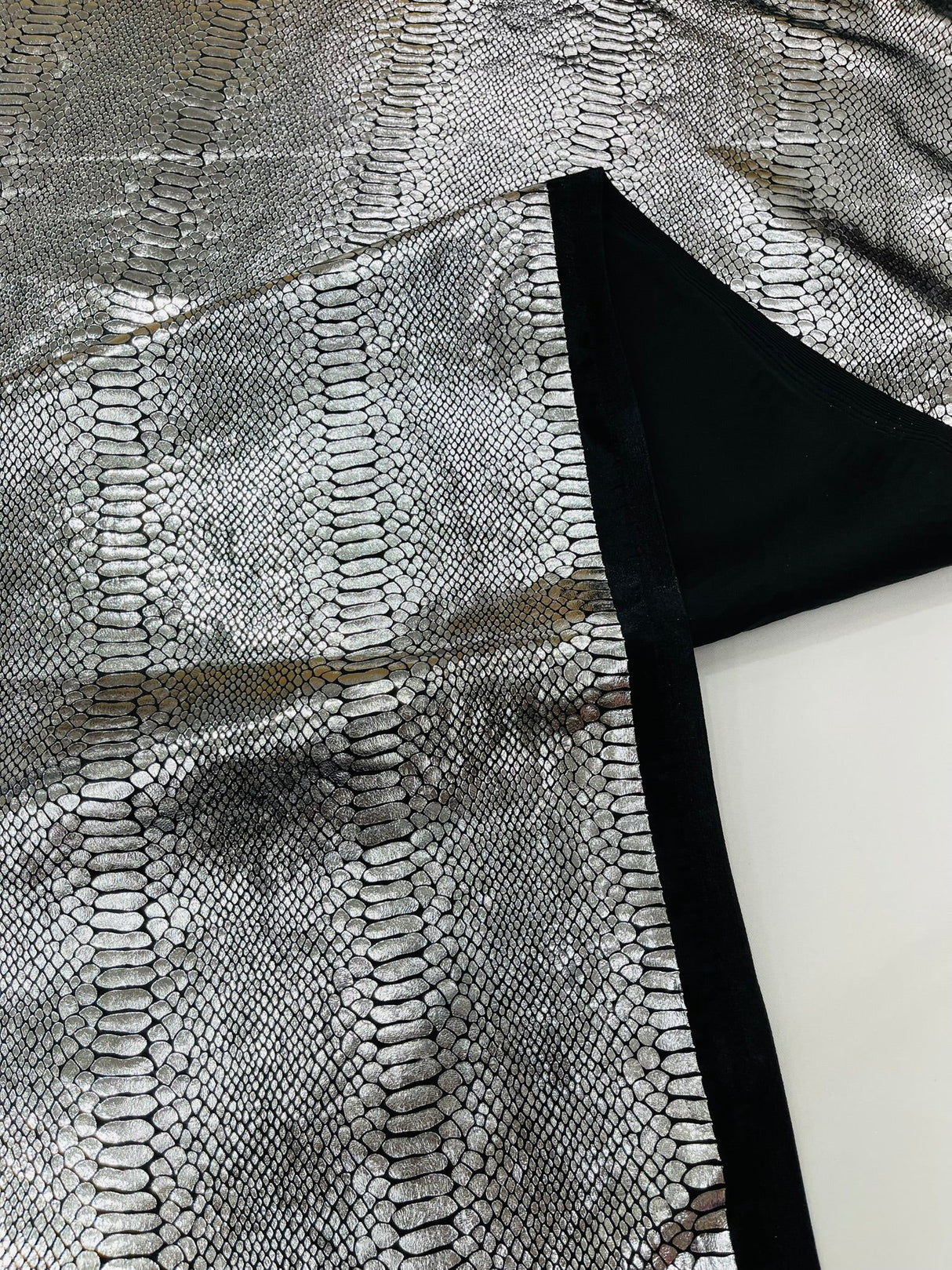 Snake Foil Stretch Velvet Fabric - Iridescent Snake Print, 58" Width (1 Yard)