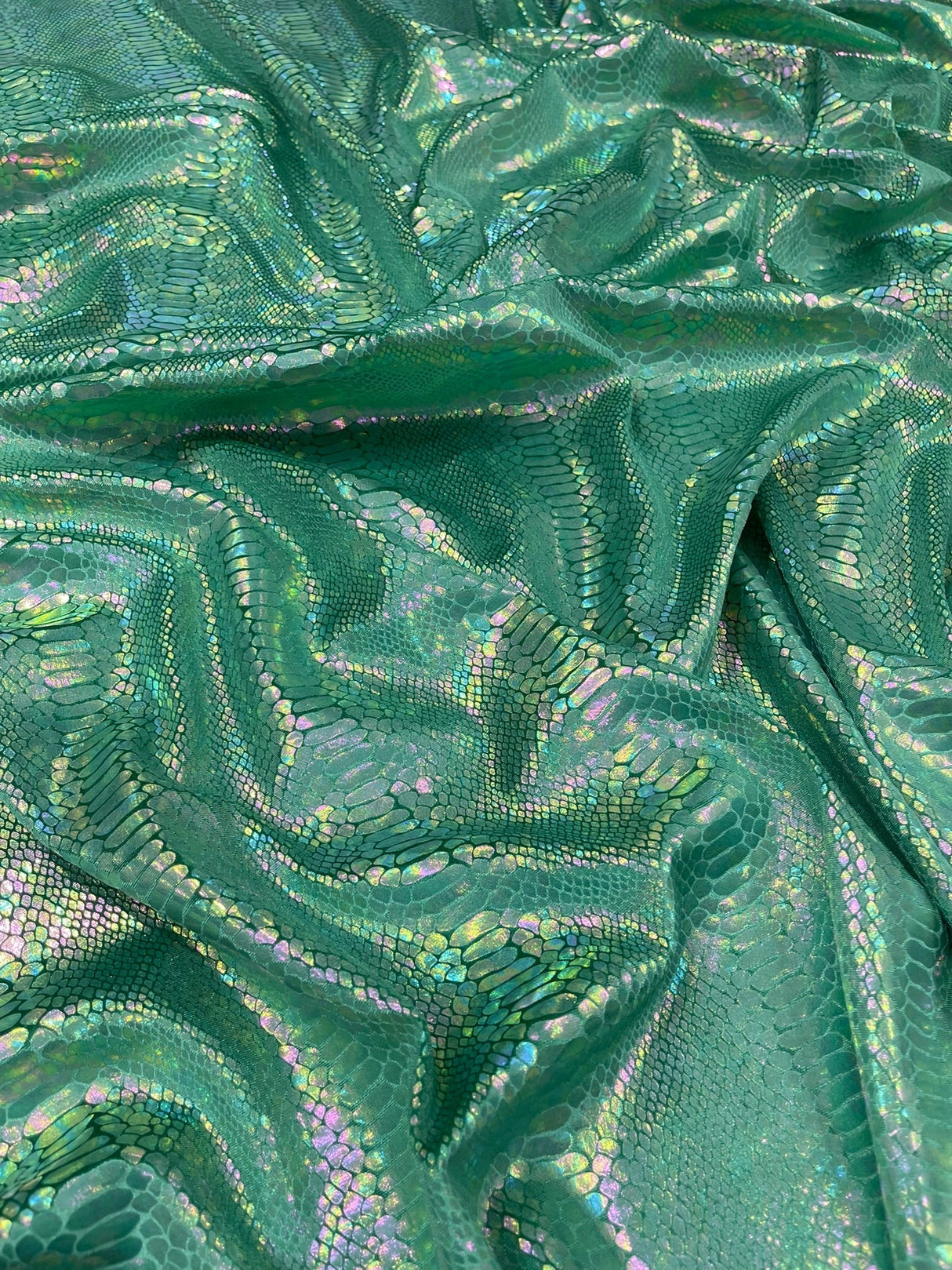 Snake Foil Stretch Velvet Fabric - Iridescent Snake Print, 58" Width (1 Yard)