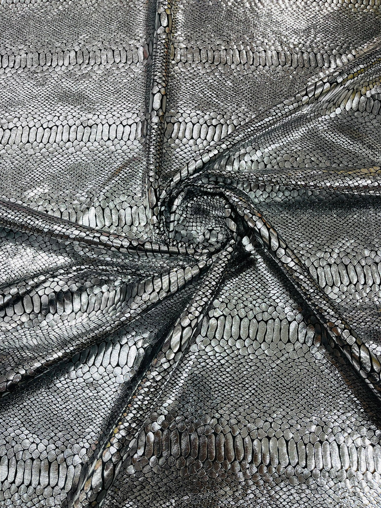 Snake Foil Stretch Velvet Fabric - Iridescent Snake Print, 58" Width (1 Yard)