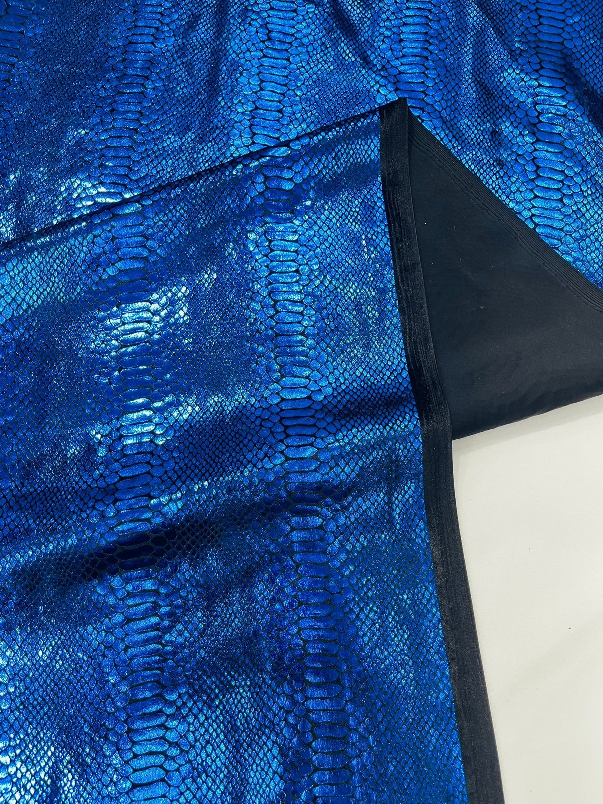 Snake Foil Stretch Velvet Fabric - Iridescent Snake Print, 58" Width (1 Yard)