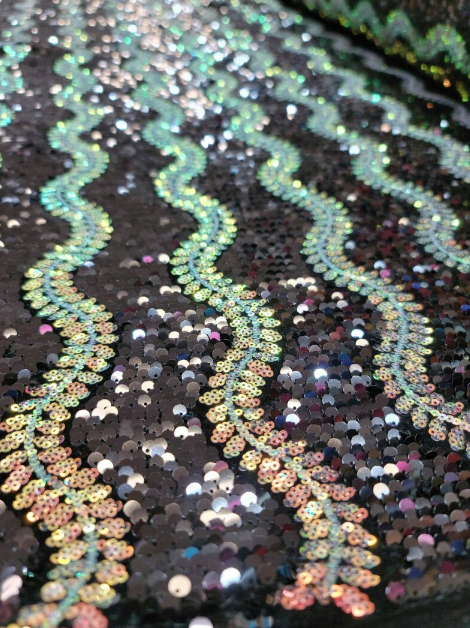 Black Sequin Stretch Velvet Fabric