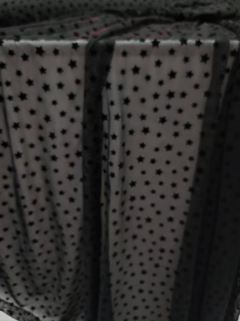 Stretch Lace Black Velvet Stars Fabric