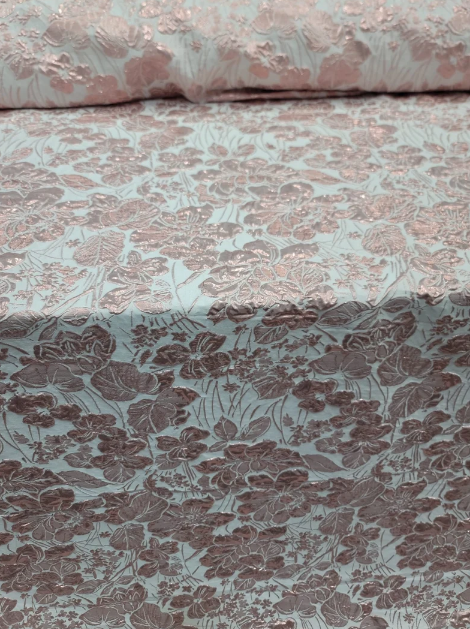 Brocade Jacquard Metallic Pink Fabric By The Yard