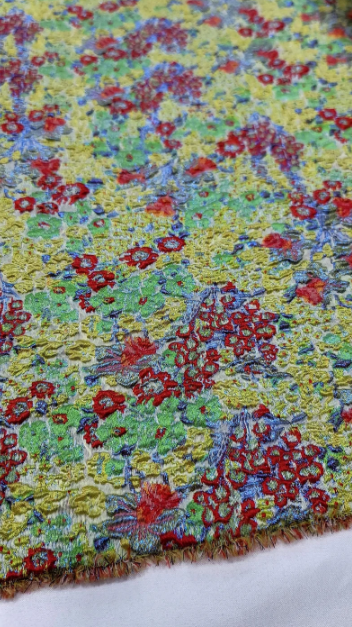 Brocade Jacquard Floral Textured Fabric Green