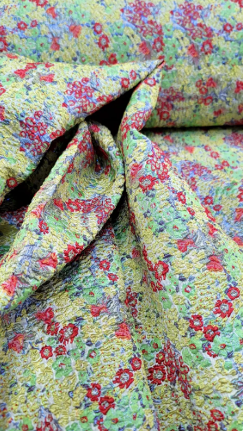 Brocade Jacquard Floral Textured Fabric Green
