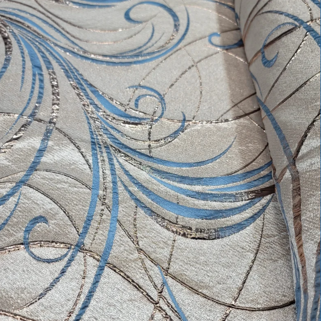 Brocade Jacquard Blue Gold Metallic