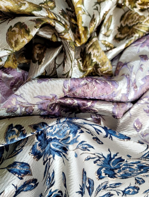 Brocade Jacquard Floral Metallic Fabric