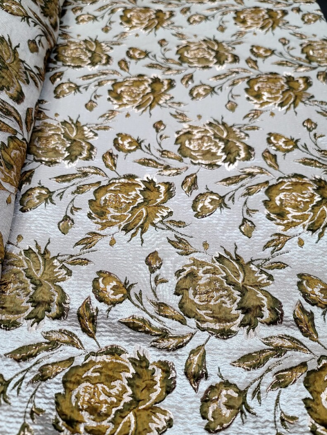 Brocade Jacquard Floral Metallic Fabric