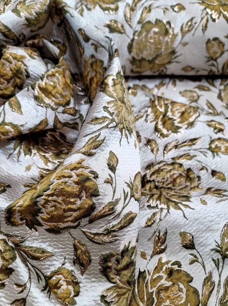 Brocade Jacquard Floral Metallic Fabric
