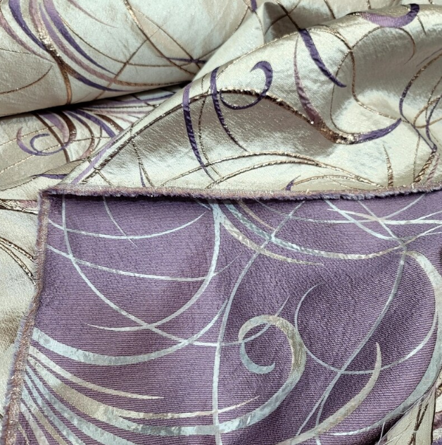 Brocade Jacquard Fabric Lavender Gold Metallic