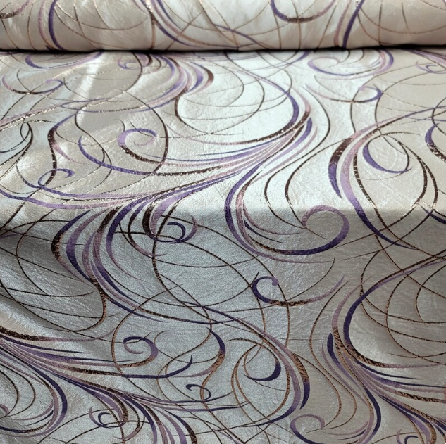 Brocade Jacquard Fabric Lavender Gold Metallic