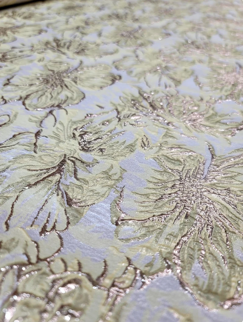 Gold Metallic Brocade Floral Fabric