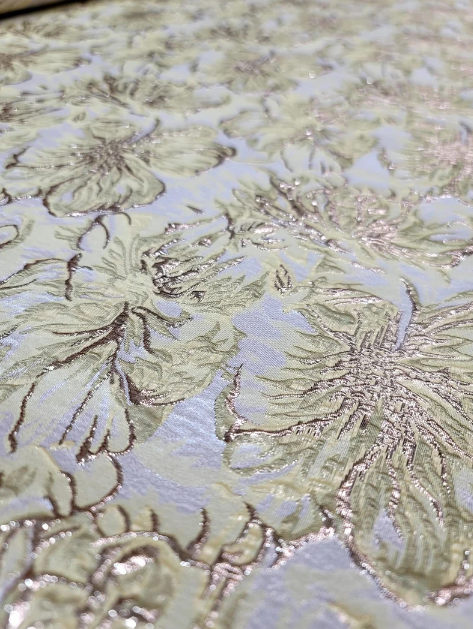 Gold Metallic Brocade Floral Fabric