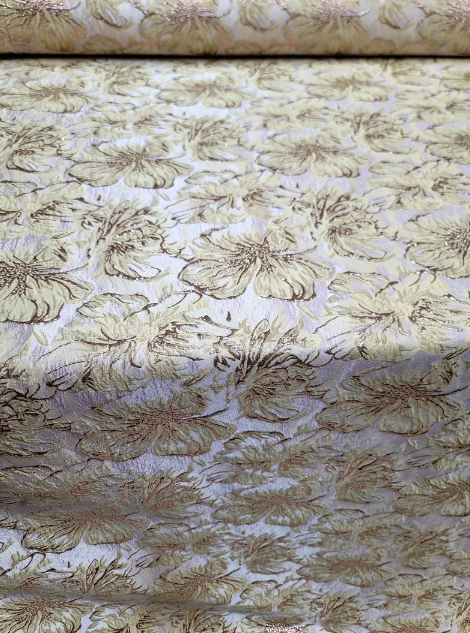 Gold Metallic Brocade Floral Fabric